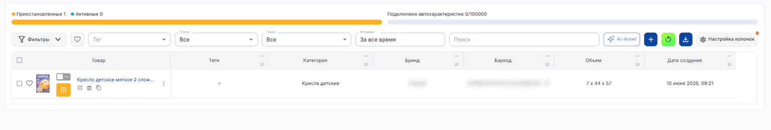Список автохарактеристик